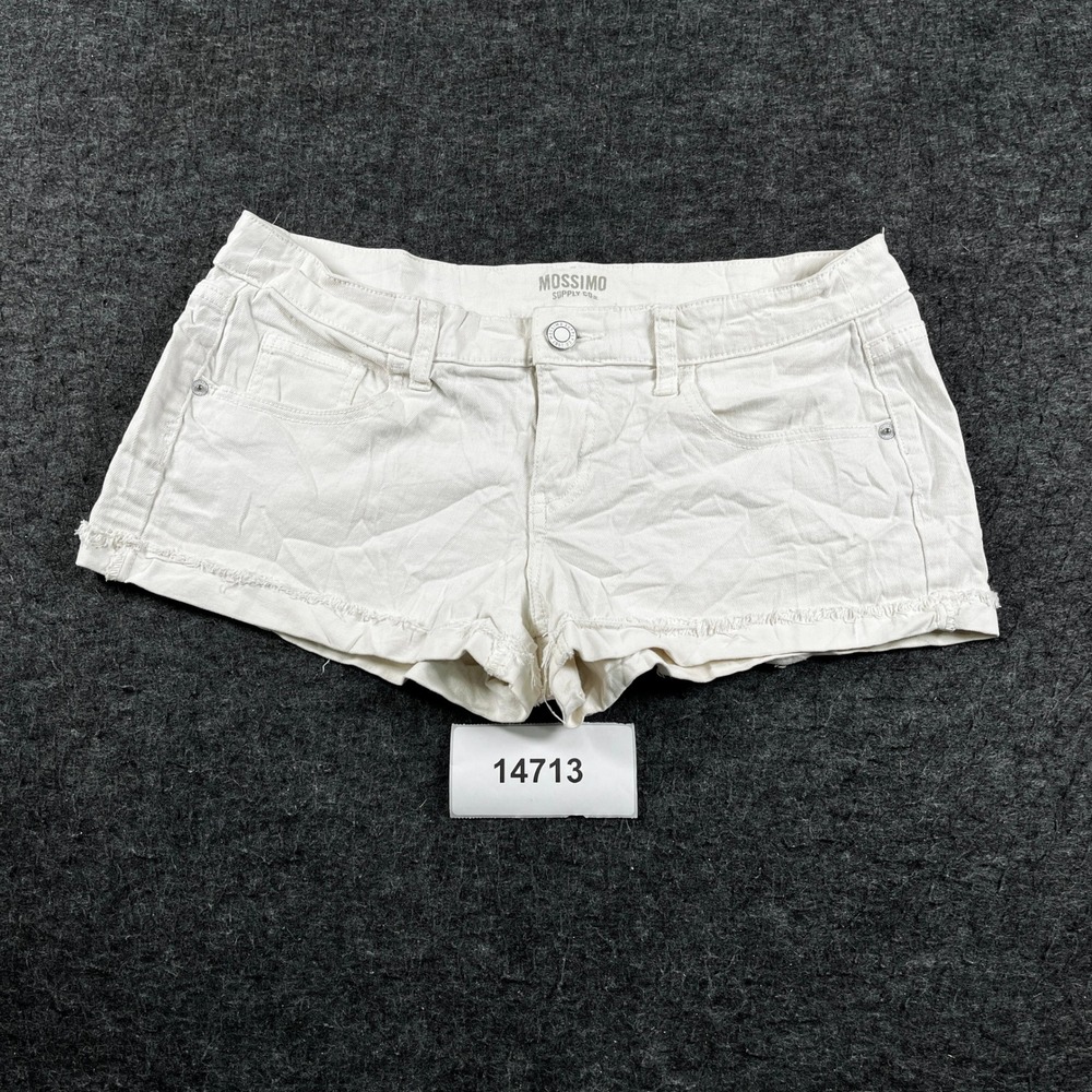 Mossimo Supply Co. Boyfriend Shorts Womens 13 White Cotton Stretch Frayed Hem